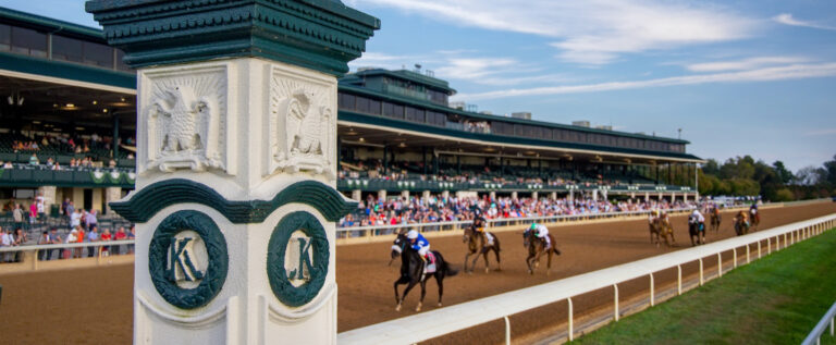 Horses race at Keeneland