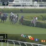 Life Advice leads at the top of the stretch at Saratoga