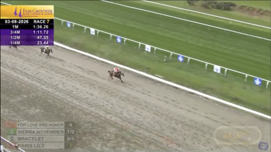 For Love and Honor wins at Fair Grounds on March 8, 2026