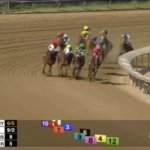 Redhawk Riddler on the far outside at Churchill Downs on June 13 2026