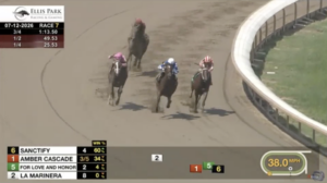 For Love and Honor (inside rail) at the top of the stretch