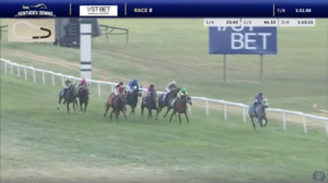 For Love and Honor rallies on the outside at Kentucky Downs on Sept 9, 2026.